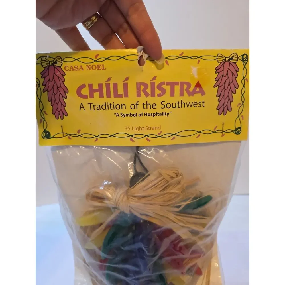 Vintage Nos Casa Noel Chili Ristra 35 Light Stand Hanging Peppers